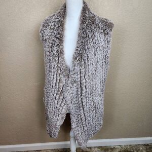 Stella + Lorenzo Light Tan Taupe Gray Faux Fur Open Vest Medium 4394CL